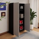 Ver imagem 3 de Armário Alto New City 2 Portas 80 cm Cinza Cristal/Preto Gebb Work