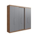 Ver imagem 1 de Guarda-roupa Oxford 6 Portas 2 Gavetas 9 Prateleiras - Casajá - Freijo/cinza