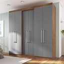 Ver imagem 2 de Guarda-roupa Oxford 6 Portas 2 Gavetas 9 Prateleiras - Casajá - Freijo/cinza