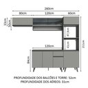 Ver imagem 3 de Armário de Cozinha Completa 260cm Cinza Nice Madesa 03