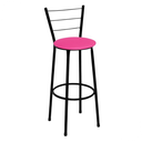 Ver imagem 1 de Banqueta Alta Preta com Encosto para Cozinha Assento Rosa