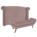 Ver imagem 1 de Kit Cabeceira Estofada Box Queen Valencia e Recamier Veneza 160 Cm Tca 949 - Veludo Rose