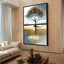 Ver imagem 1 de Quadro Abstrato Grande Árvore Reflexo da Vida 153x103