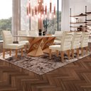 Ver imagem 1 de Mesa de Jantar 8 Lugares Genova com Vidro Cinamomo/Off White/Bege - Cel Móveis