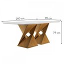 Ver imagem 3 de Mesa de Jantar 8 Lugares Genova com Vidro Cinamomo/Off White/Bege - Cel Móveis