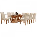 Ver imagem 2 de Mesa de Jantar 8 Lugares Genova com Vidro Cinamomo/Off White/Bege - Cel Móveis