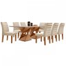 Mesa de Jantar 8 Lugares Genova com Vidro Cinamomo/Off White/Bege - Cel Móveis - 2