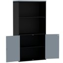Ver imagem 3 de Armário Misto PE25 Pandin 79,20 cm (largura) MDP Cor Liso Cinza e Preto com Duas portas e Prateleira