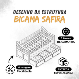 Bicama 3 Gavetas Safira Cor Imbuia + 2 Colchões Ortobom D28 - 8