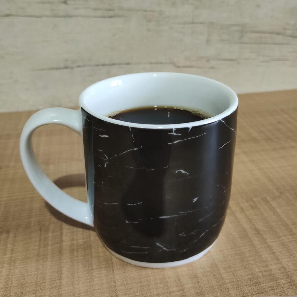 Conjunto 6 Canecas para Café Jogo Xícaras de Porcelana Preto Nero Marmorizado - 8