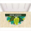 Ver imagem 1 de TAPETE CAPACHO BEM VINDO, FORMATO MEIA LUA COM PLANTAS.