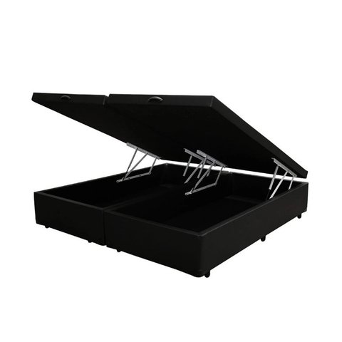 Cama Box Baú Casal 138 Bipartido Bello Box - Tecido Sintético Preto