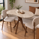 Ver imagem 6 de Mesa de Jantar Orgânica Escritório 2 Lugares 90x60 Cozinha Pequena Base de Madeira Mármore