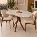 Ver imagem 2 de Mesa de Jantar Orgânica Escritório 2 Lugares 90x60 Cozinha Pequena Base de Madeira Mármore