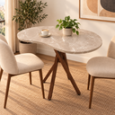 Ver imagem 4 de Mesa de Jantar Orgânica Escritório 2 Lugares 90x60 Cozinha Pequena Base de Madeira Mármore