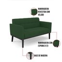 Ver imagem 3 de Sofá Namoradeira e Poltrona Base de Madeira Preto Elisa Veludo D03 - D'Rossi Cor Verde