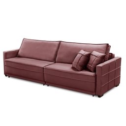 Sofá Cama Retrátil e Reclinável 2,30m com Molas Karina Veludo Rosê Rover & Beato - 1