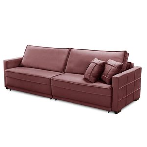 Sofá Cama Retrátil e Reclinável 2,30m com Molas Karina Veludo Rosê Rover & Beato