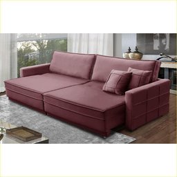 Sofá Cama Retrátil e Reclinável 2,30m com Molas Karina Veludo Rosê Rover & Beato - 4