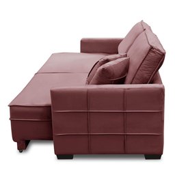 Sofá Cama Retrátil e Reclinável 2,30m com Molas Karina Veludo Rosê Rover & Beato - 6