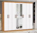 Ver imagem 1 de Guarda Roupa Casal com Espelho 8 Portas 2 Gavetas 208cm Rubi Cinamomo/Branco - Carioca Móveis