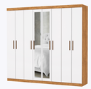 Ver imagem 2 de Guarda Roupa Casal com Espelho 8 Portas 2 Gavetas 208cm Rubi Cinamomo/Branco - Carioca Móveis