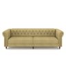 Sofá Living Sala de Estar Stanford Chesterfield 3 Lugares 260cm Pés de Madeira Couro Bege G58 - Gran - 5