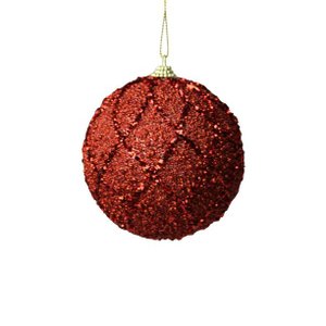 Bola Decorativa Natalina Vermelha 10cm C/3