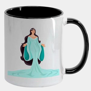 Caneca Branca com Interna Preta Y5 Iemanja Candomblé Desenho 2