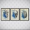 kit 3 Quadros Psicologia Cérebro Coração 33x24cm - com vidro:Madeira preta - 2