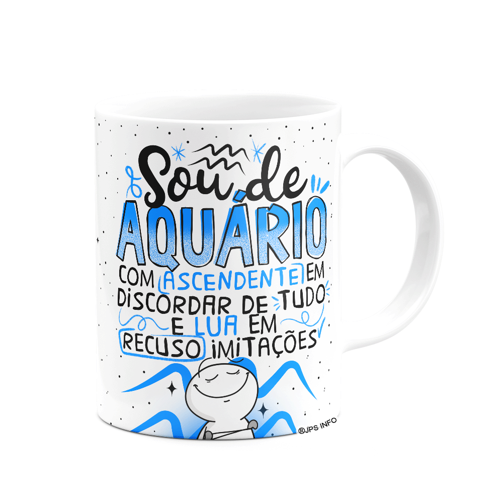 Caneca Funny Signos - Sou de Aquário - 325ml Branca - 2