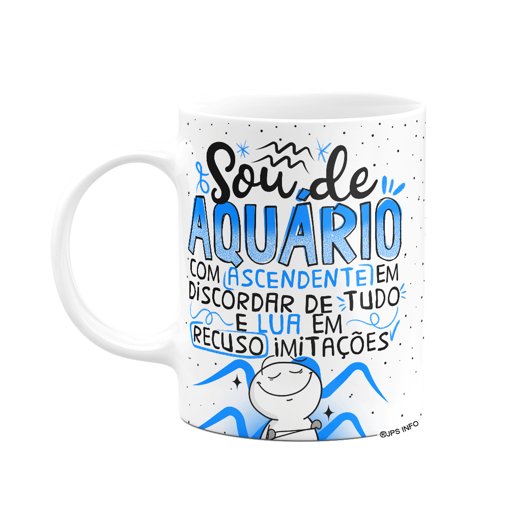 Caneca Funny Signos - Sou de Aquário - 325ml Branca - 1