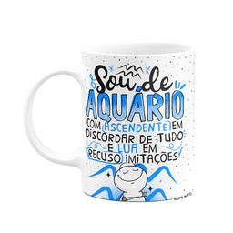 Caneca Funny Signos - Sou de Aquário - 325ml Branca - 1