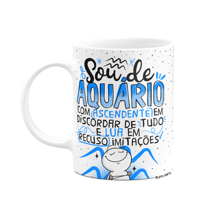 Caneca Funny Signos - Sou de Aquário - 325ml Branca