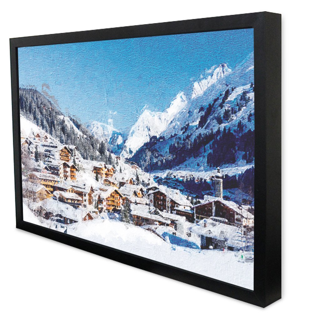 Quadro Decorativo Caixa Montanhas e a Neve Tacolado Moldura Caixa 3cm Madeira sem Vidro 30 X 40cm - 2