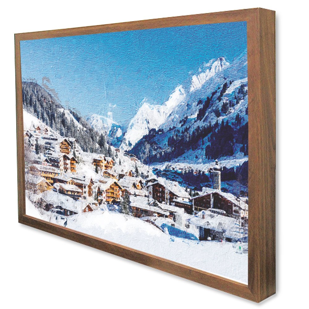 Quadro Decorativo Caixa Montanhas e a Neve Tacolado Moldura Caixa 3cm Madeira sem Vidro 30 X 40cm - 3