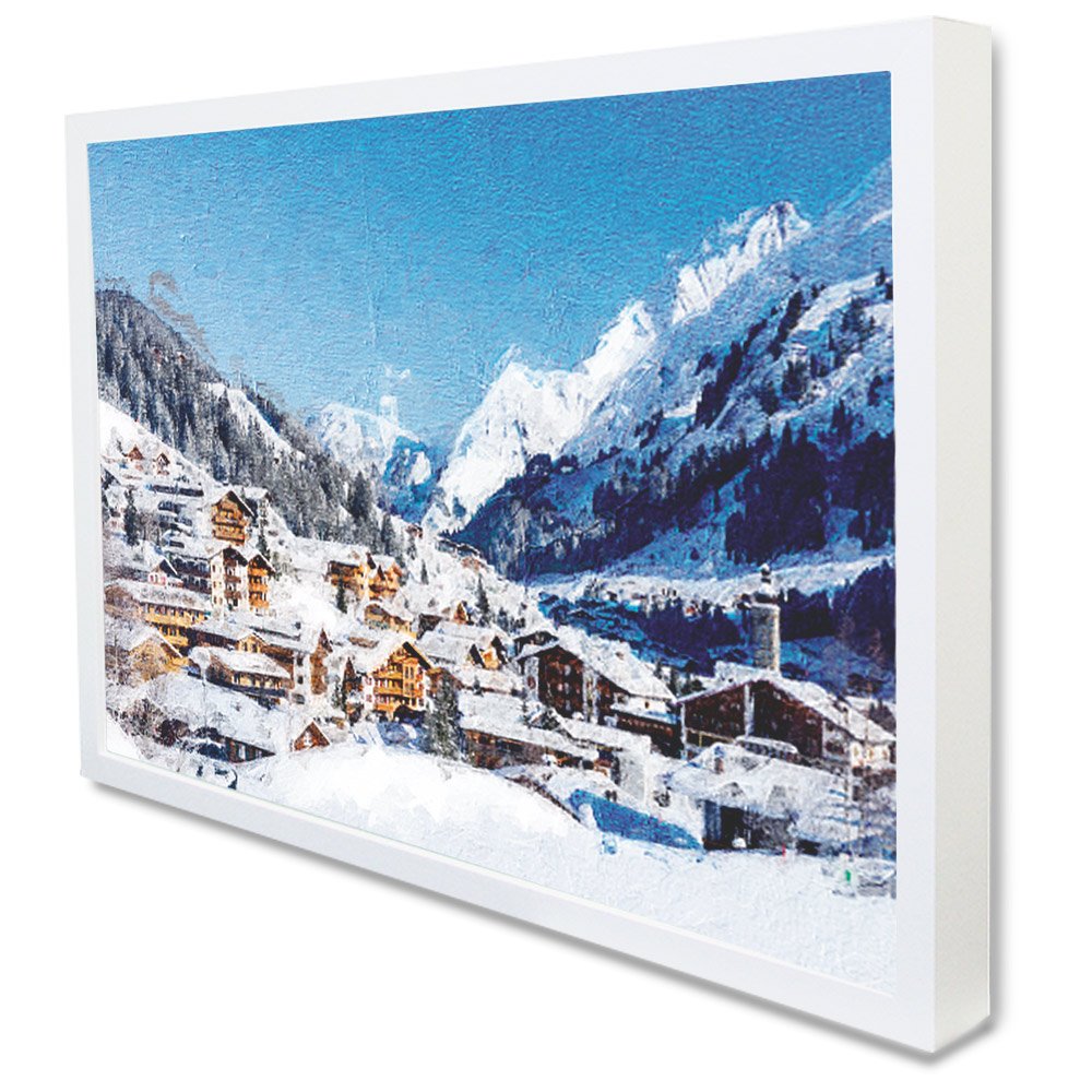 Quadro Decorativo Caixa Montanhas e a Neve Tacolado Moldura Caixa 3cm Madeira sem Vidro 30 X 40cm - 1