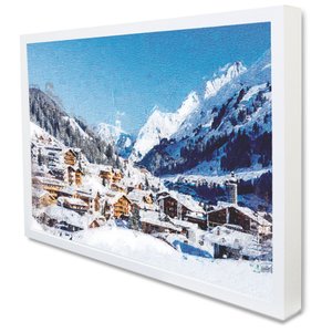 Quadro Decorativo Caixa Montanhas e a Neve Tacolado Moldura Caixa 3cm Madeira sem Vidro 30 X 40cm