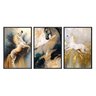 KIT 3 QUADROS DECORATIVOS 60X80CM CANVAS ANIMAIS PINTURA ABSTRATA DOURADA DE CAVALOS  ANM034 - 1