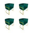 Ver imagem 1 de Kit 4 Poltronas Decorativa Sala de Estar Base de Ferro Dourada Veludo Verde