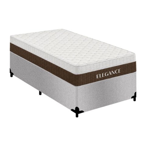 Cama Box Solteiro Elegance Pillow Top Molas Ensacadas Suede Cinza Royal