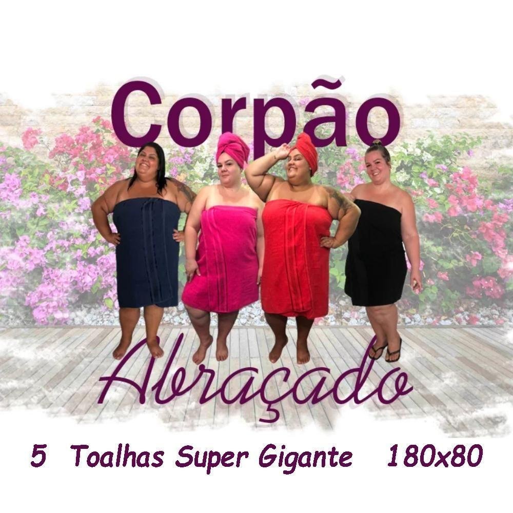 Kit 05 Toalha de Banho Super Gigante Egito Abraça Corpo Branco - 4