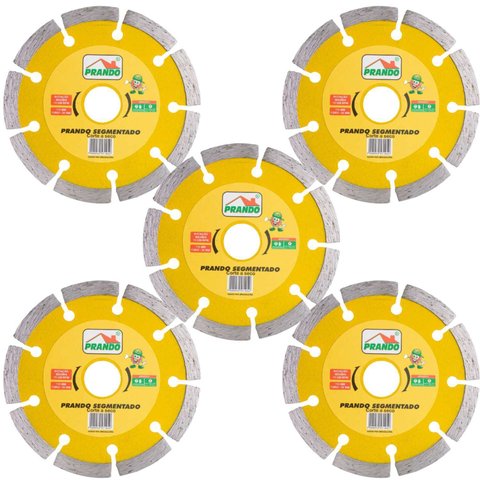 Kit 05 Discos Prando Segmentado 110 Mm X 20 Mm Mármore