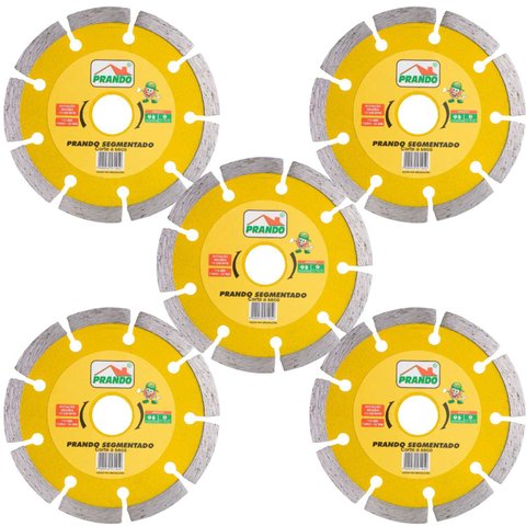 Kit 05 Discos Prando Segmentado 110 MM X 20 MM Mármore