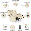 Ver imagem 7 de Poltrona do Papai Reclinável Kalie Glider Giratória Massagem Fh9 Pu Bege - Mpozenato