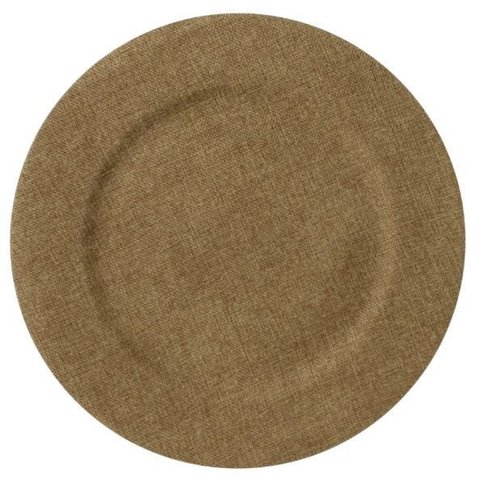 Sousplat com Linho 33cm Bege Escuro Florarte Flor e Arte