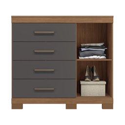 Cômoda Sapateira Havana Plus 1.4 1 Porta e 4 Gavetas Jatobá/grafite com Pés - Santos Andirá - 3 Cômoda Sapateira Havana Plus 1.4 1 Porta e 4 Gavetas Jatobá/grafite com Pés - Santos Andirá - 3