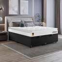 Ver imagem 5 de Cama Box Baú Casal Bipartido Suede Preto + Colchão Life D33 Pillow Top 61x138x188cm Branco