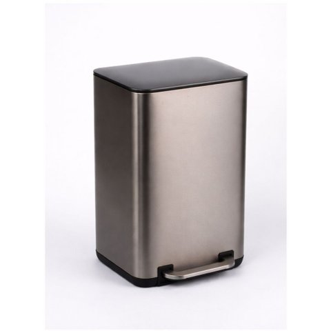 Lixeira Inox 12L Grafite Lixo Pedal Compacta Lixo Anti Odor