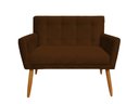 Ver imagem 1 de Namoradeira Decorativa Onix Suede Marrom 2 Lugares Pés Madeira Mz Decor